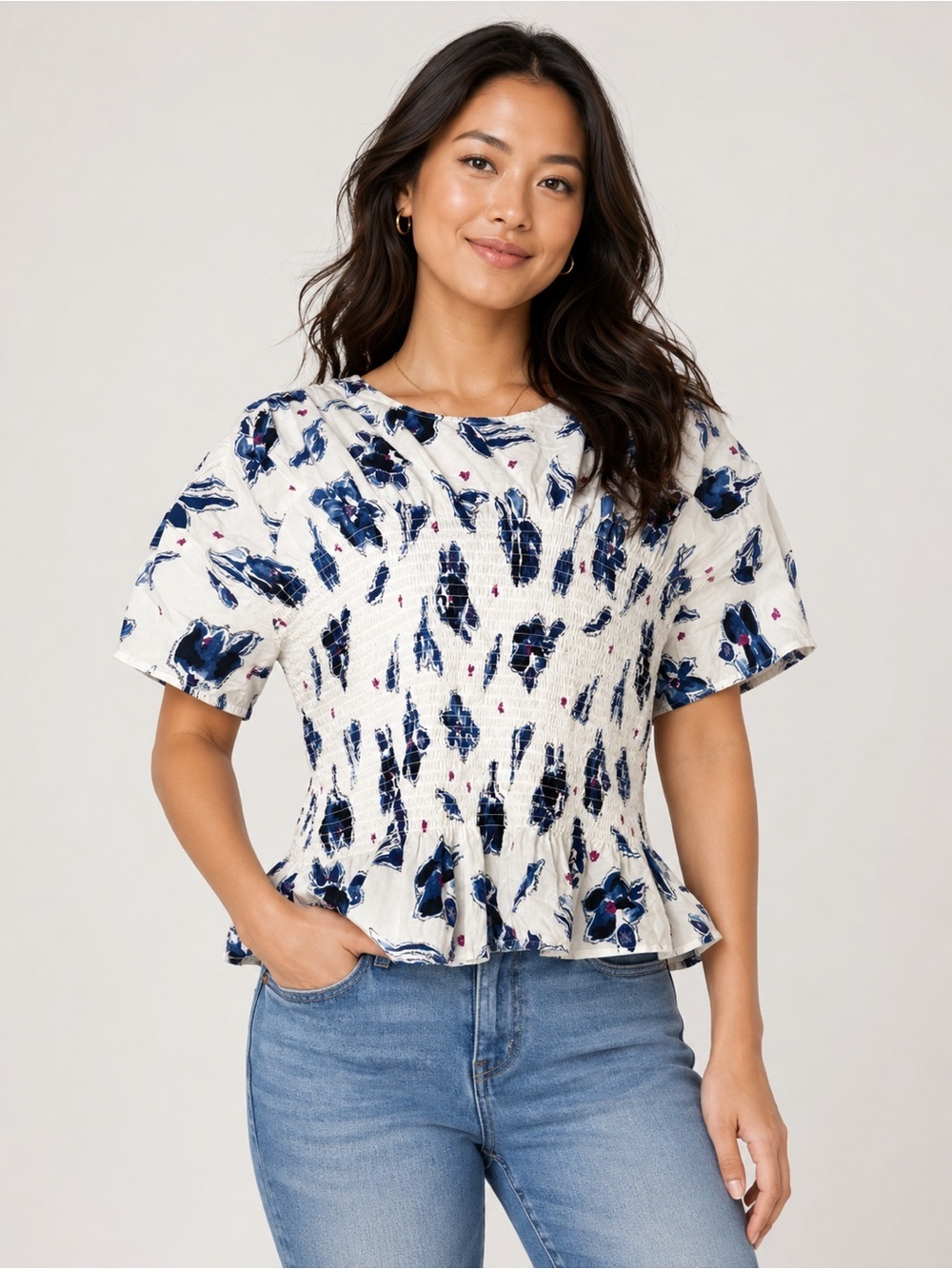 Baum und Pferdgarten Mynowa Floral Peplum Organic Cotton Top Size 42 10 US